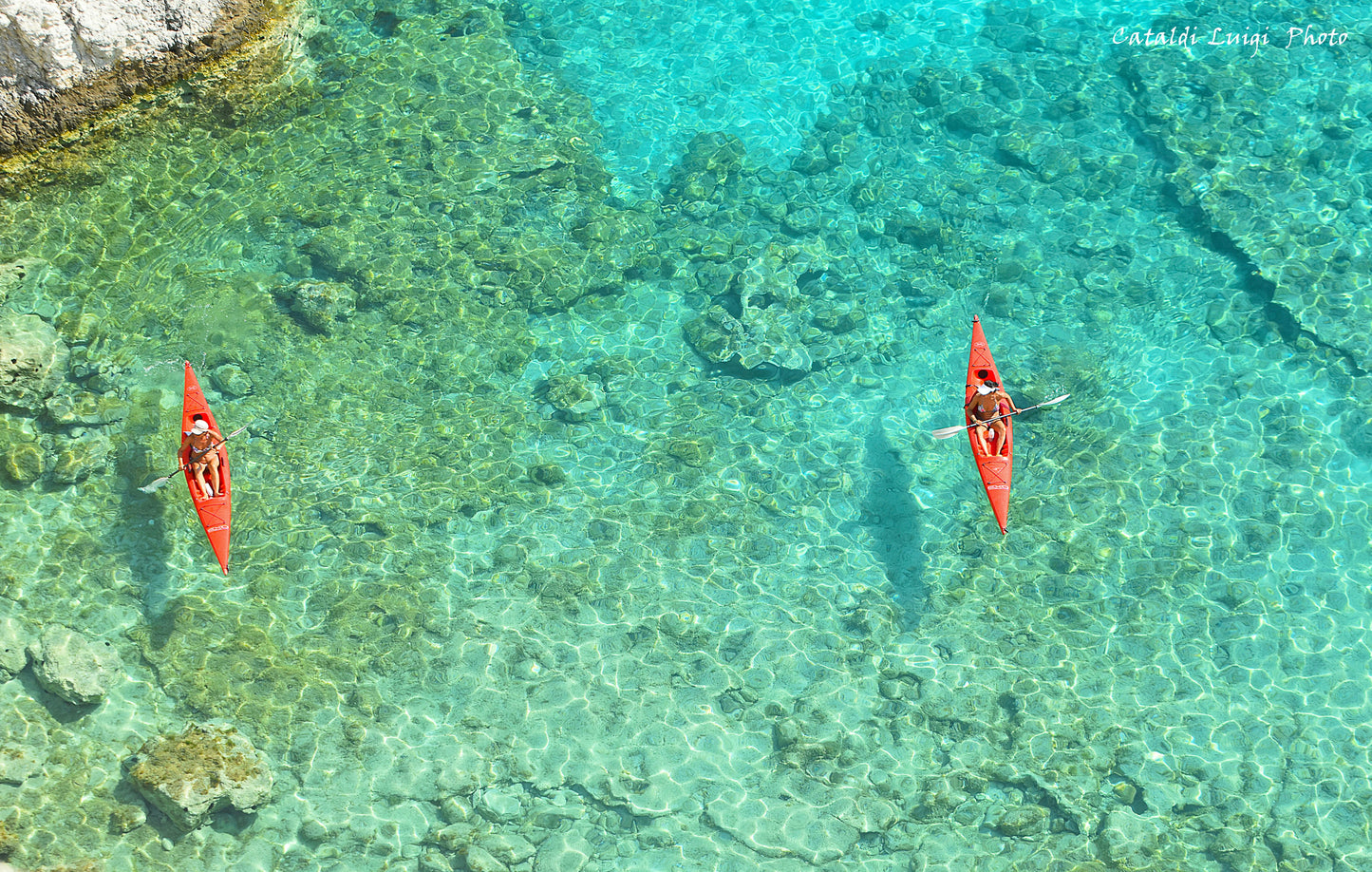 Sea caves explored by kayak